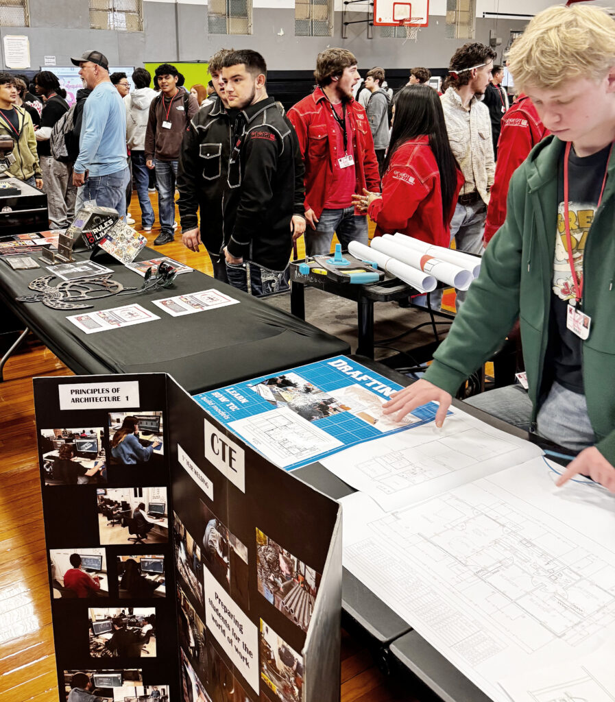 drafting exhibit at job fair with people